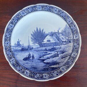 Vintage Delfts Royal Sphinx Art Pottery Cottage Windmill Dutch Ice Skating Charg